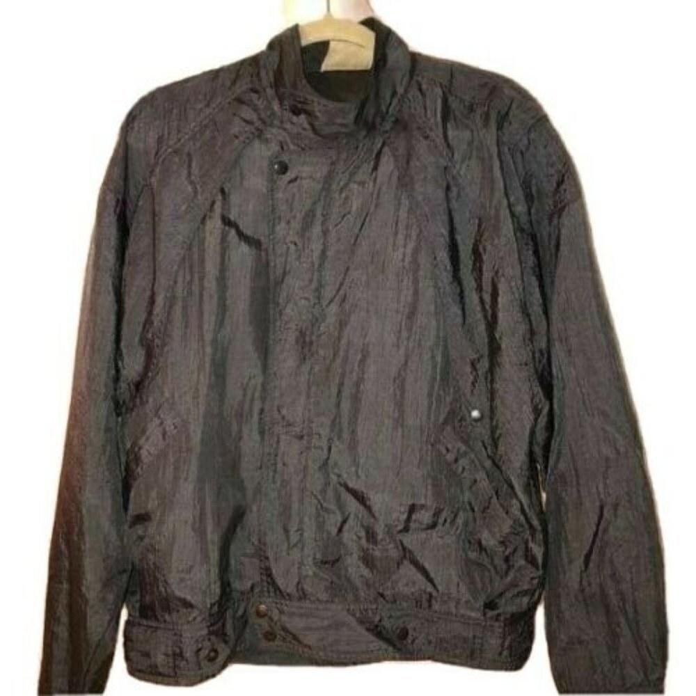 Urban Equipment Windbreaker Jacket Mens Large L Vintage Nylon Black Zipper Snaps